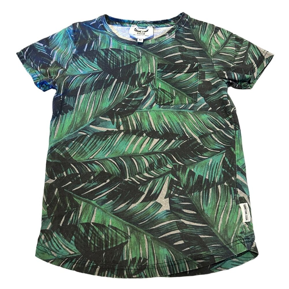 Sometime Soon Palm Tree Leaves T Shirt Kids 6Y
